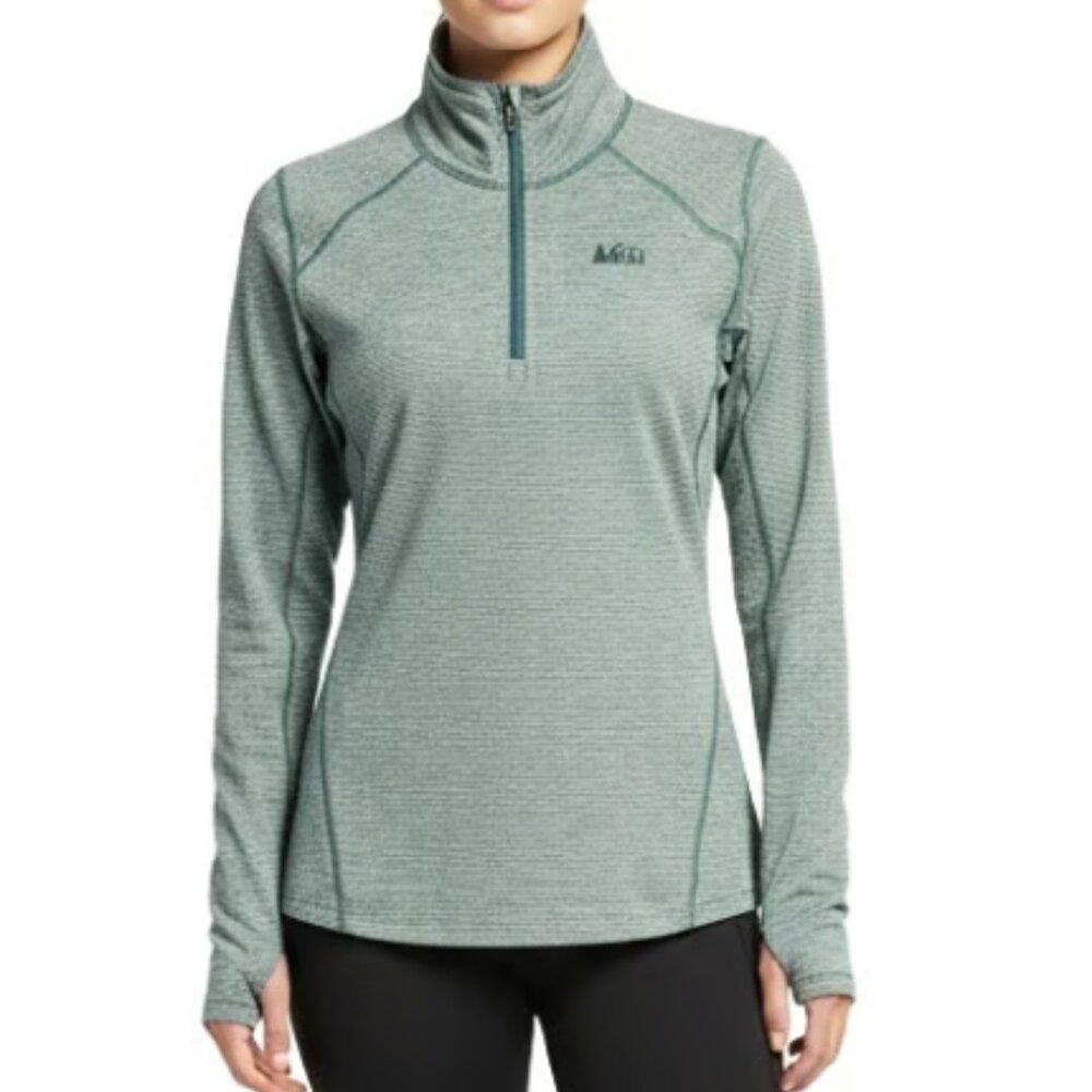 REI Co-op Midweight Base Layer Half-Zip Top, Long Sleeve, Seafoam - Women Medium
